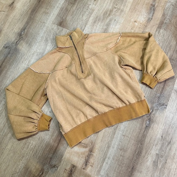 FREE PEOPLE | WE‎ THE FREE | Kassidy Pullover Quarter Zip Oversized Sweatshit, L - Picture 2 of 6